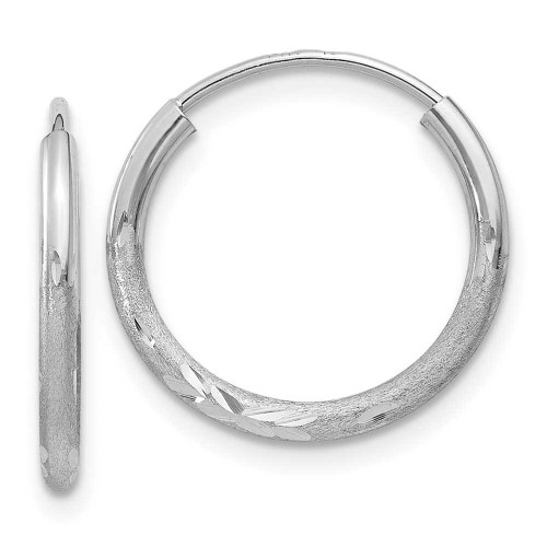 Image of 14mm 14k White Gold 1.5mm Shiny-Cut Endless Hoop Earrings XY1197