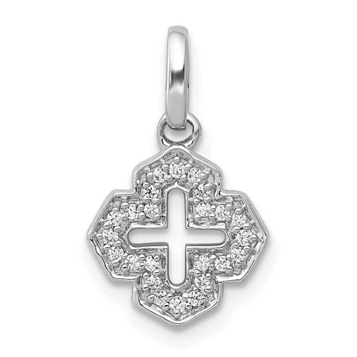 Image of 14K White Gold 1/10ctw. Diamond Fancy Cross Pendant