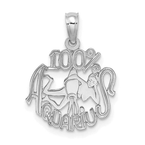 Image of 14K White Gold 100% AQUARIUS Pendant