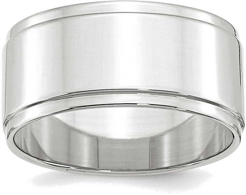 Image of 14K White Gold 10mm Flat with Step Edge Band Ring
