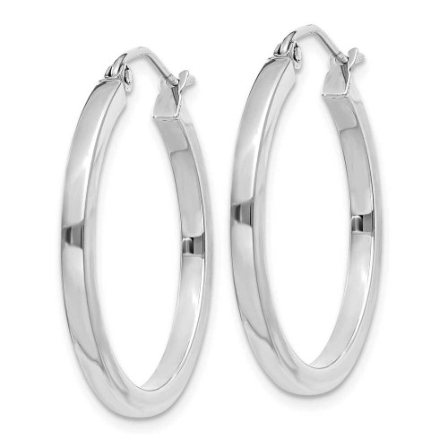 Image of 25mm 14k White Gold 2mm Square Tube Hoop Earrings T1084