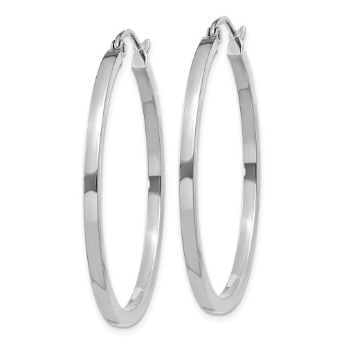 Image of 35mm 14k White Gold 2mm Square Tube Hoop Earrings T1086