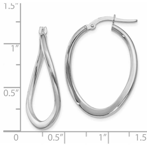 Image of 19mm 14k White Gold 2mm Tapered Twist Hoop Earrings