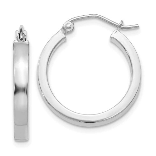 Image of 20mm 14k White Gold 2x3mm Rectangle Tube Hoop Earrings T1043