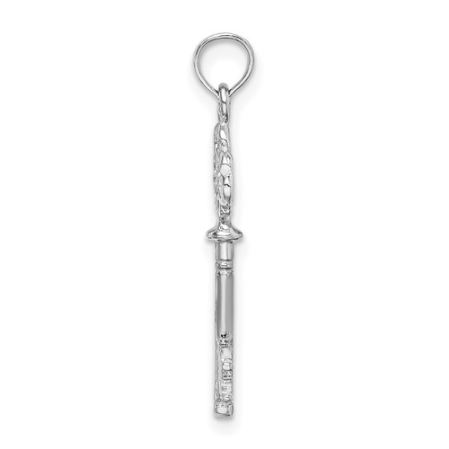 Image of 14k White Gold 3-D Key w/ Hearts Pendant