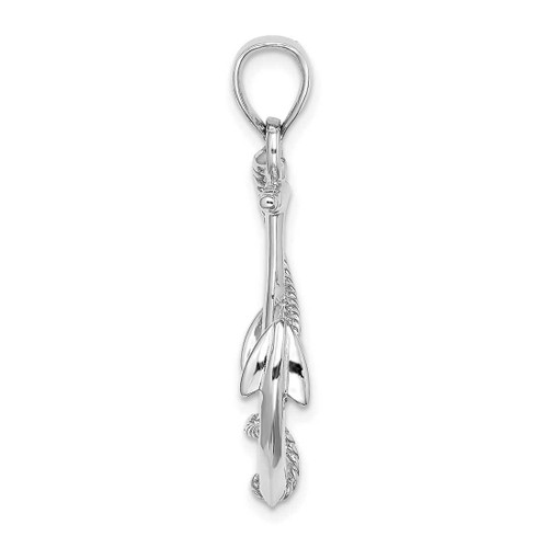 Image of 14k White Gold 3-D Polished & Textured Anchor w/ Rope Pendant