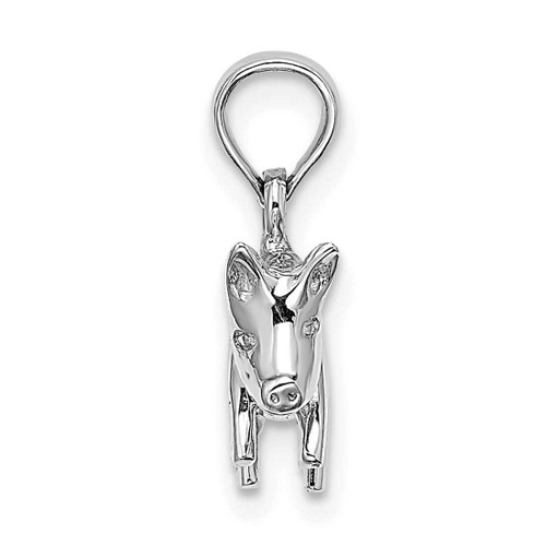 Image of 14k White Gold 3-D Polished Pig with Curly Tail Pendant