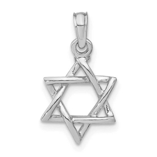 Image of 14k White Gold 3-D Polished Star of David Pendant