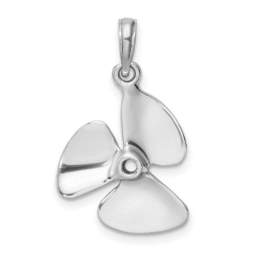 Image of 14k White Gold 3-D Polished Three Blade Propeller Pendant