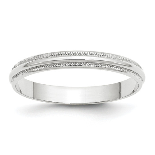 Image of 14K White Gold 3mm Lightweight Milgrain Half Round Band Ring