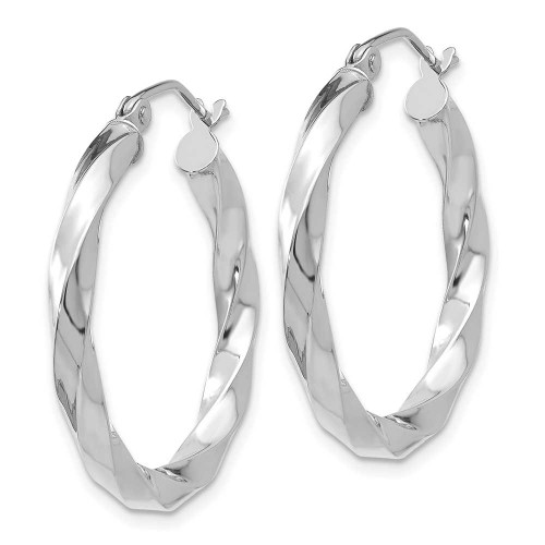 Image of 21mm 14k White Gold 3mm Twisted Hoop Earrings TC358