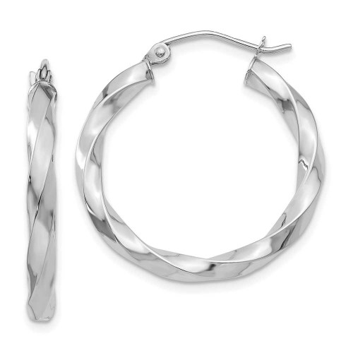 Image of 21mm 14k White Gold 3mm Twisted Hoop Earrings TC358