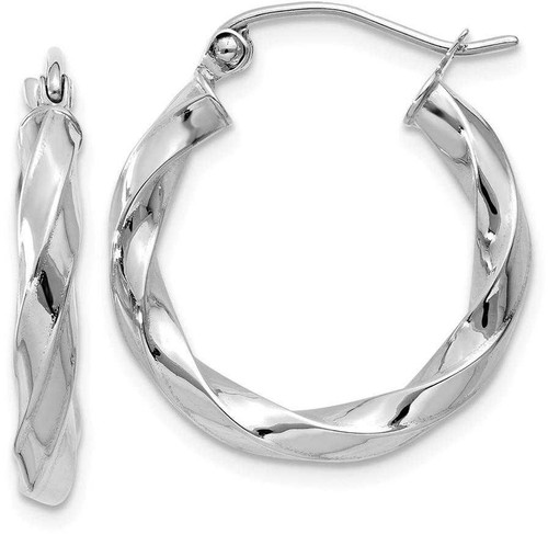 Image of 16mm 14k White Gold 3mm Twisted Hoop Earrings TC359
