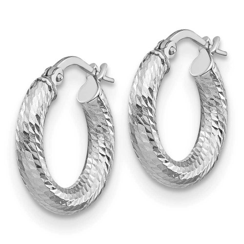 Image of 17.14mm 14K White Gold 3X10 Shiny-Cut Round Hoop Earrings LE1748W