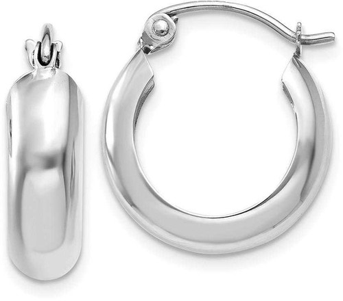 Image of 10mm 14k White Gold 4mm Round Hoop Earrings