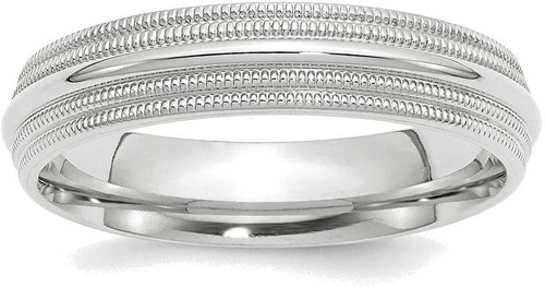 Image of 14K White Gold 5mm Double Milgrain Comfort Fit Band Ring