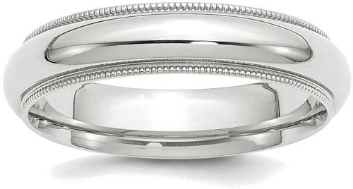 Image of 14K White Gold 5mm Milgrain Comfort Fit Band Ring