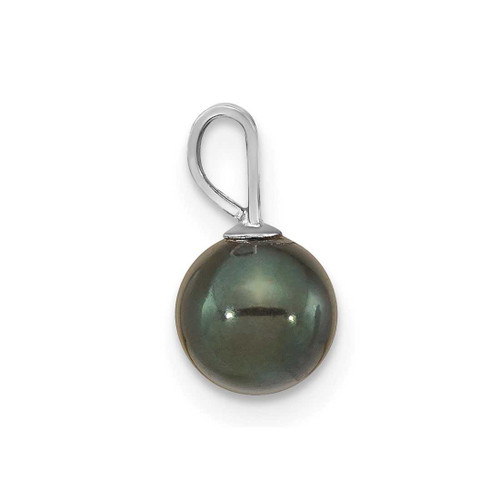 Image of 14K White Gold 6-7mm Round Black Saltwater Akoya Pendant