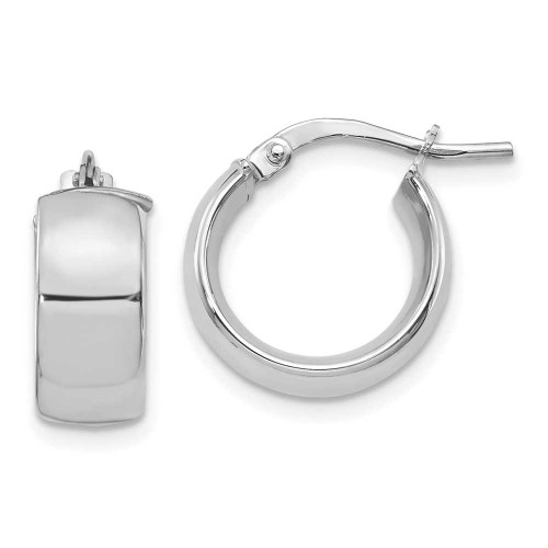 Image of 15mm 14K White Gold 6mm High Polished Huggie Hoop Earrings