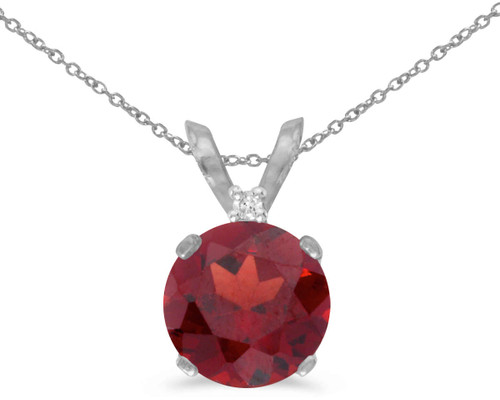 Image of 14K White Gold 6mm Round Garnet Stud Pendant (.85ctw) (Chain NOT included) P2227