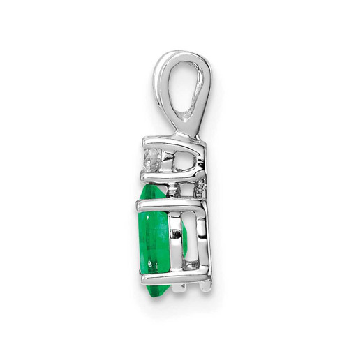 Image of 14K White Gold 6x4mm Oval Emerald A Diamond Pendant