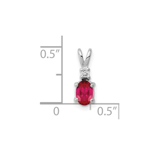 Image of 14K White Gold 6x4mm Oval Ruby AAA Diamond Pendant