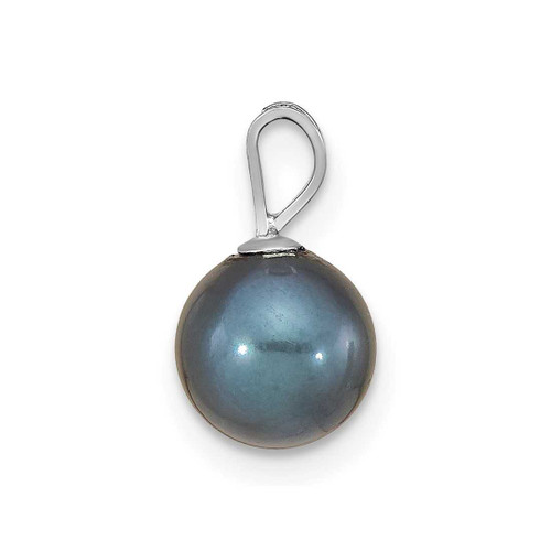 Image of 14K White Gold 7-8mm Round Black Saltwater Akoya Pendant