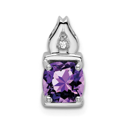 Image of 14K White Gold Amethyst & Diamond Pendant PM7054-AM-001-WA