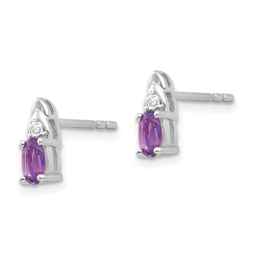 Image of 9mm 14K White Gold Amethyst and Diamond Earrings