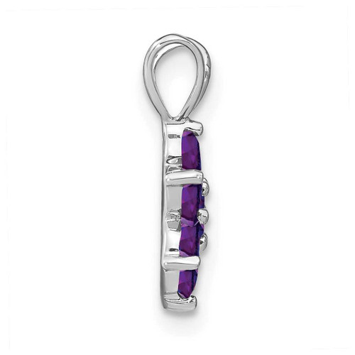 Image of 14k White Gold Amethyst Floral Pendant