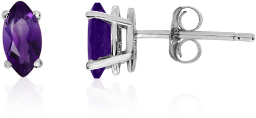 Image of 14K White Gold Amethyst Marquise Earrings