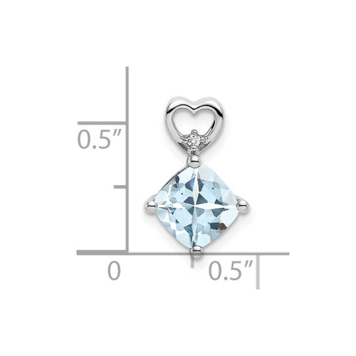 Image of 14K White Gold Aquamarine and Diamond Heart Chain Slide Pendant