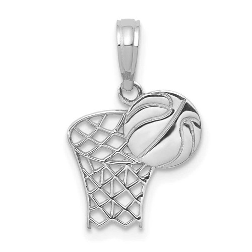 Image of 14K White Gold Basketball Hoop And Ball Pendant