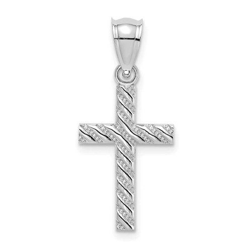 Image of 14k White Gold Beaded and Polished Cross Pendant