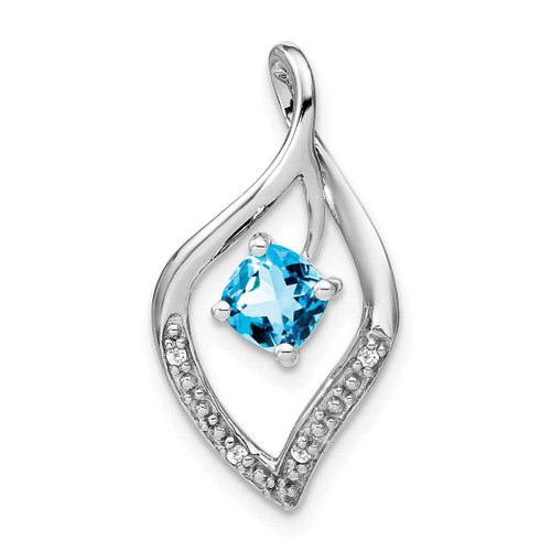 Image of 14K White Gold Blue Topaz & Diamond Pendant PM7035-BT-003-WA