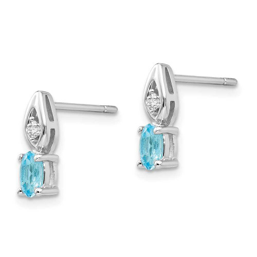 Image of 12mm 14k White Gold Blue Topaz Diamond Earrings XBS326