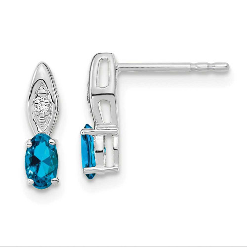 Image of 12mm 14k White Gold Blue Topaz Diamond Earrings XBS326
