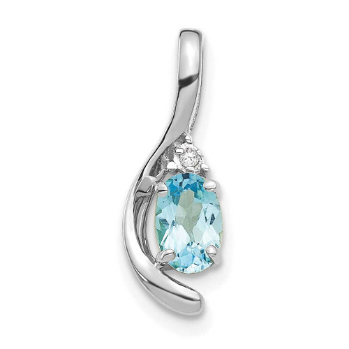 Image of 14k White Gold Blue Topaz Diamond Pendant XBS403