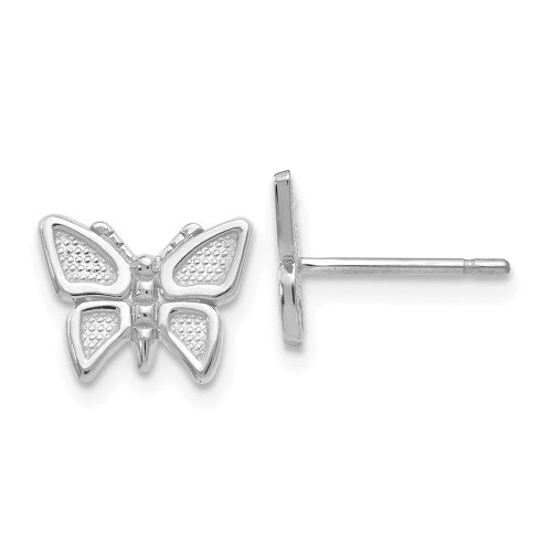 7mm 14k White Gold Butterfly Stud Earrings