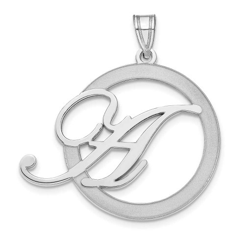 Image of 14k White Gold Casted Polished & Satin Initial in Circle Pendant