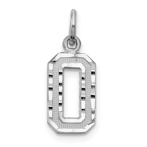 Image of 14K White Gold Casted Small Shiny-Cut Number 0 Charm