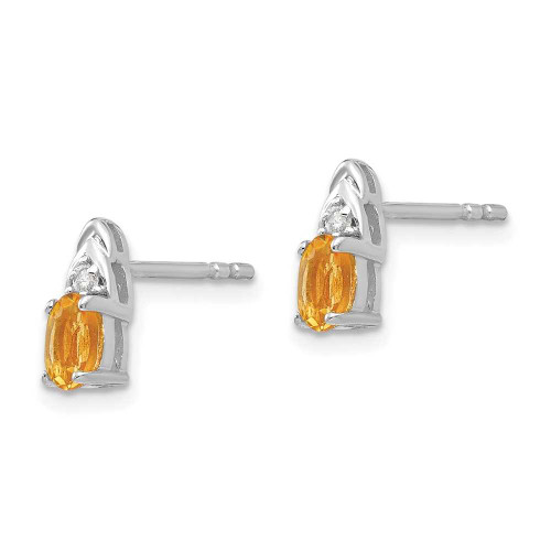 Image of 9mm 14k White Gold Citrine Diamond Earrings XBS253