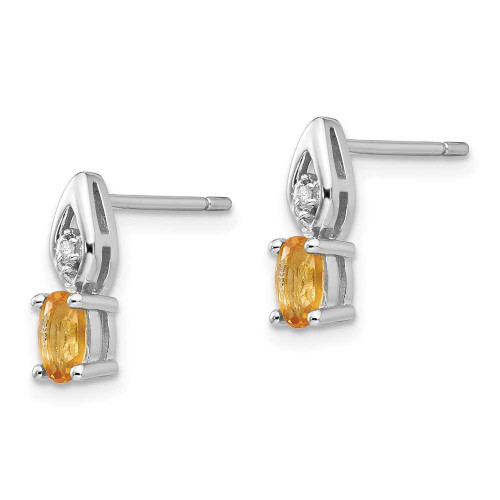 Image of 12mm 14k White Gold Citrine Diamond Earrings XBS325