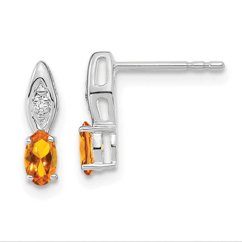 Image of 12mm 14k White Gold Citrine Diamond Earrings XBS325