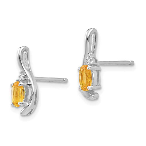 Image of 14mm 14k White Gold Citrine Diamond Earrings XBS397