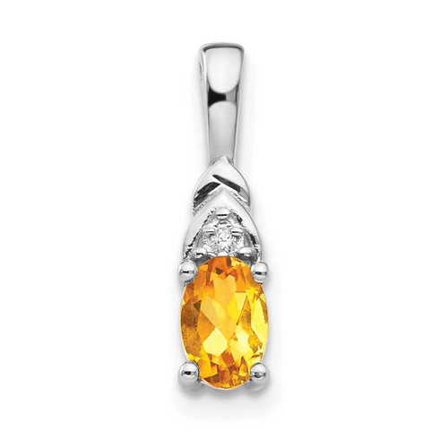 Image of 14k White Gold Citrine Diamond Pendant XBS258