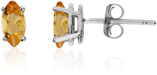 Image of 14K White Gold Citrine Marquise Earrings