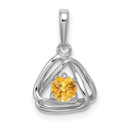 Image of 14K White Gold Citrine Triangle Pendant