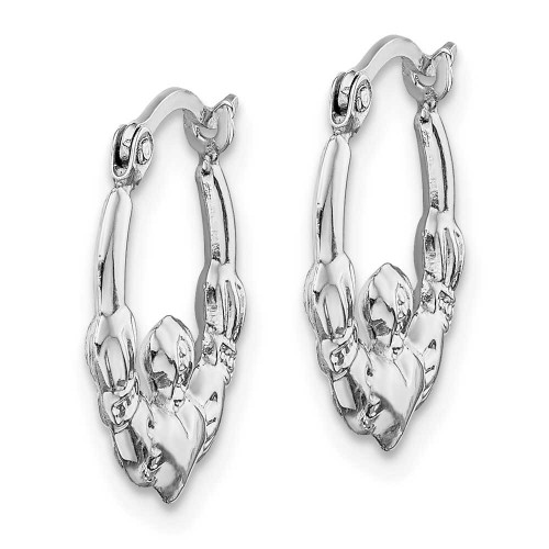 Image of 14k White Gold Claddagh Hoop Earrings TC1011
