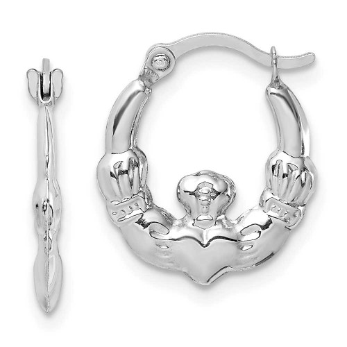 Image of 14k White Gold Claddagh Hoop Earrings TC1011